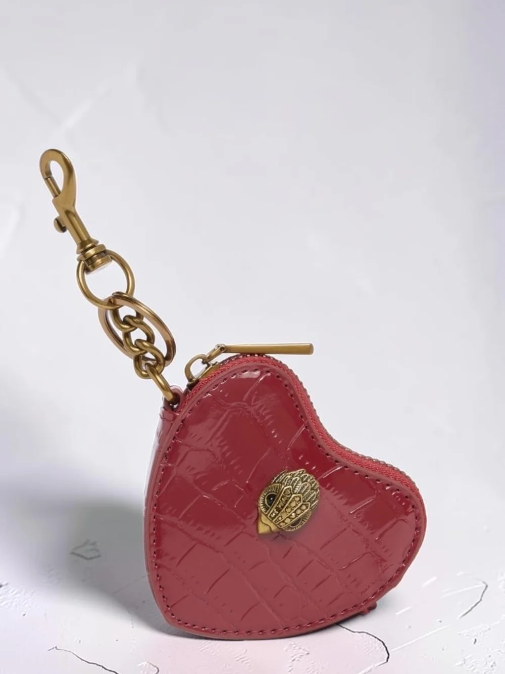 Kurt Geiger Kensington Leather Heart Bag Charm, NIB